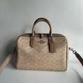 Coach Large Rowan Satchel Sand Taupe Signature Canvas Bag CV959