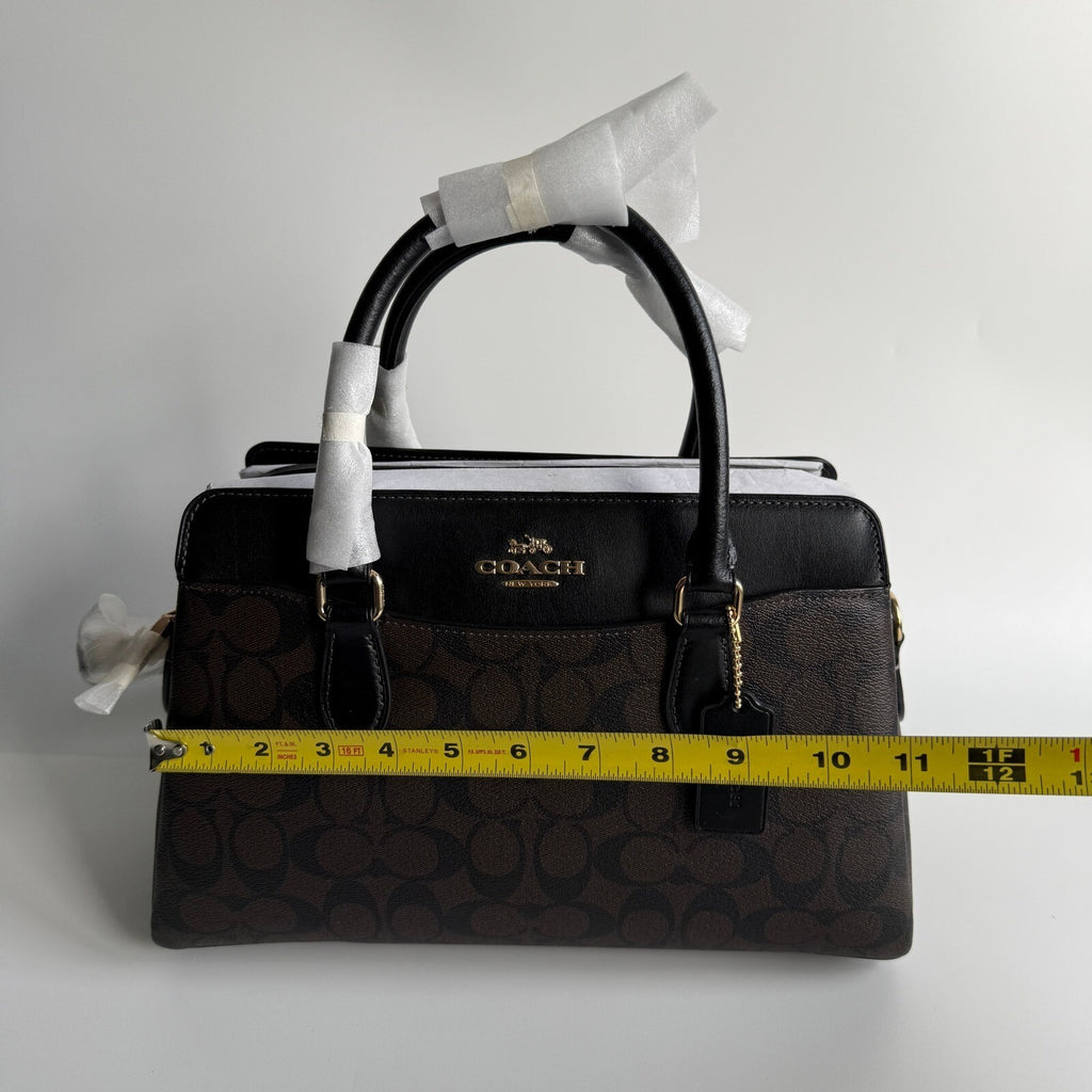 Coach Darcie Carryall Brown Black Signature Canvas Satchel CH488