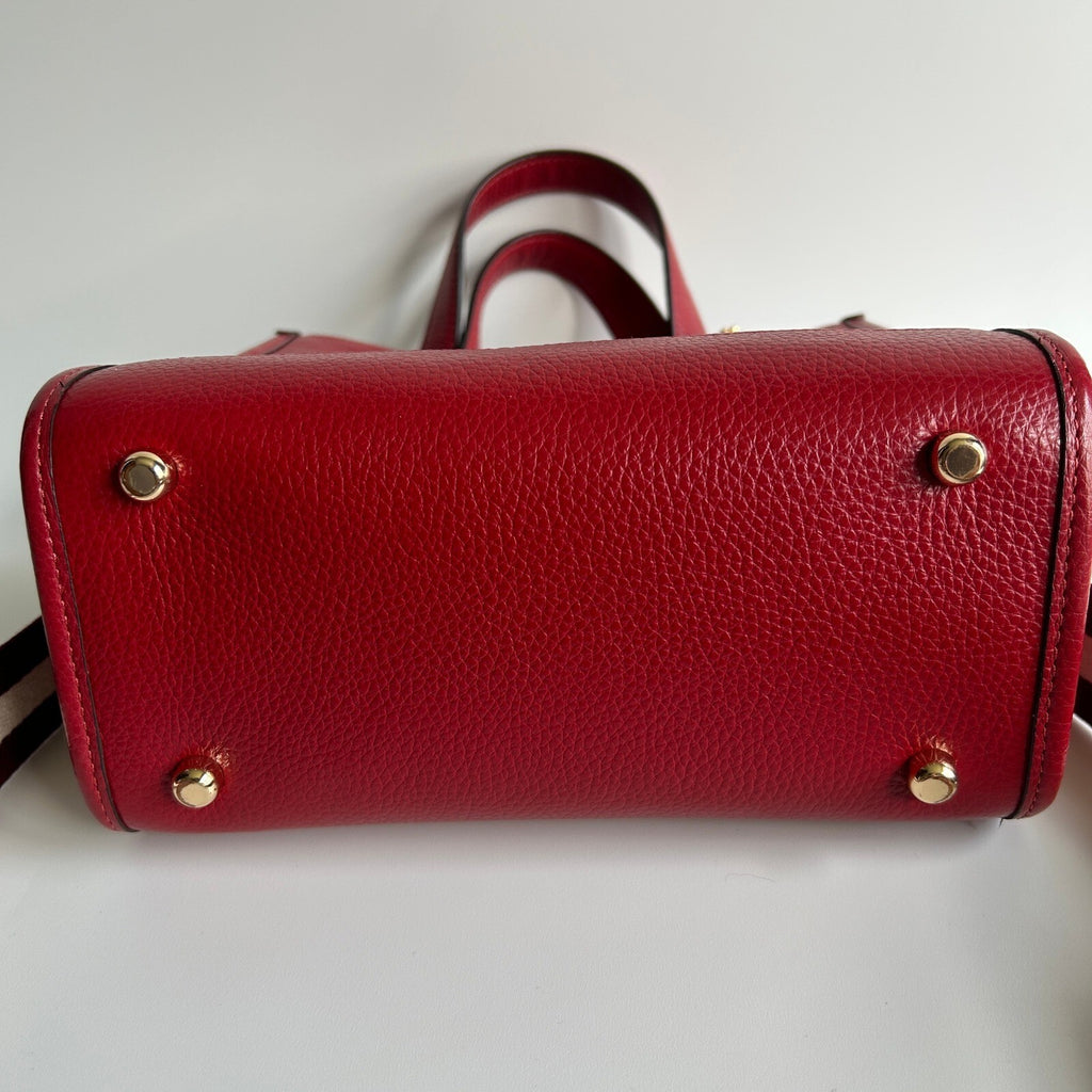 Coach Dempsey Tote 22 Red Refined Pebble Leather Bag C7683