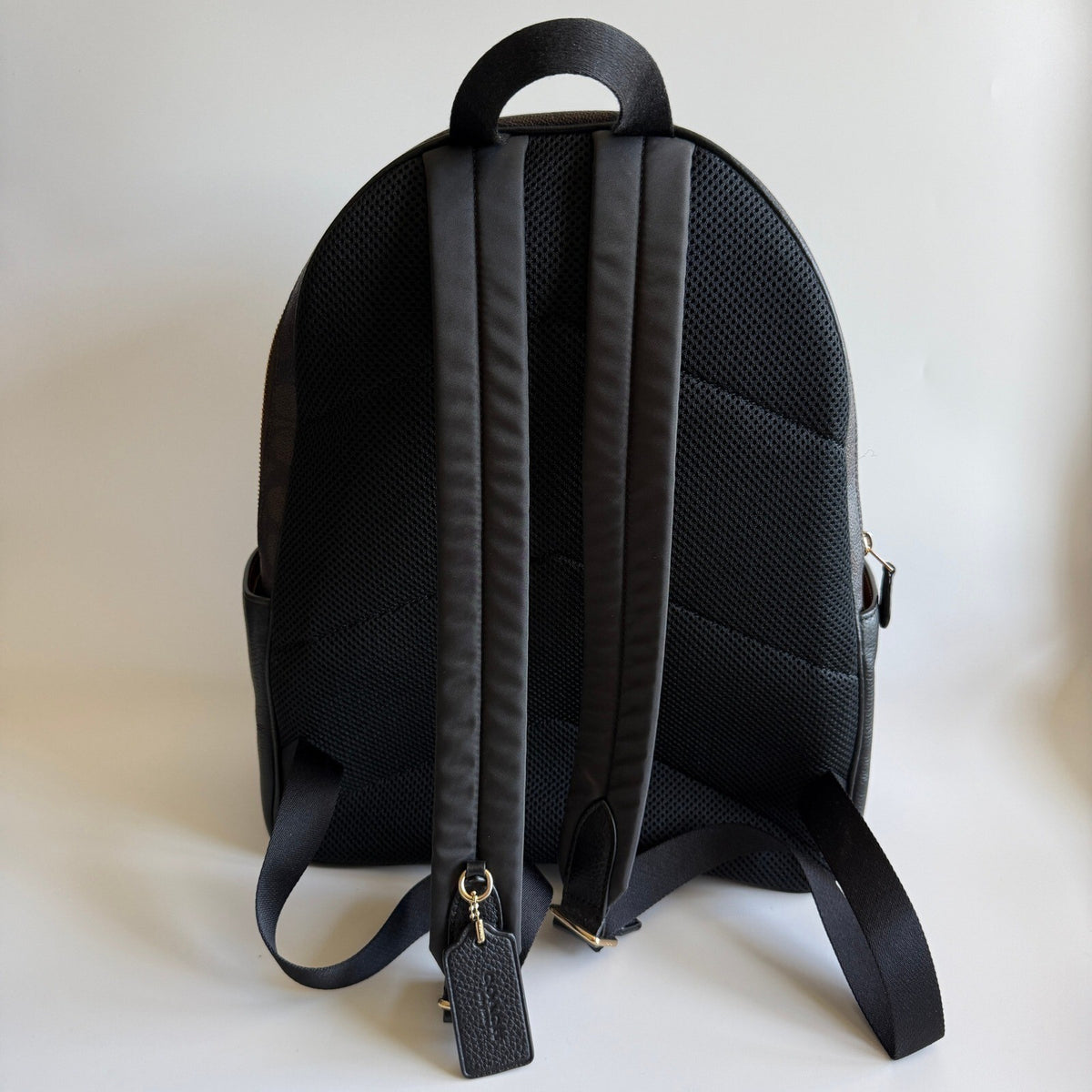 Coach Large Court Backpack Brown Black Signature Canvas Leather CZ175