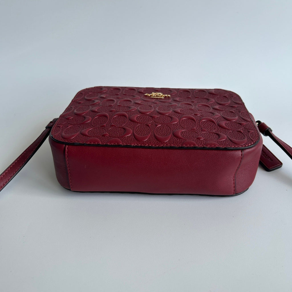 Coach Mini Jamie Crossbody Burgundy Signature Leather Camera Bag CC943