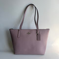 Coach Zip Top Ice Purple Crossgrain Leather Tote Bag 4454