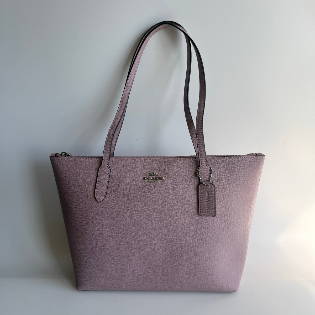 Coach Zip Top Ice Purple Crossgrain Leather Tote Bag 4454