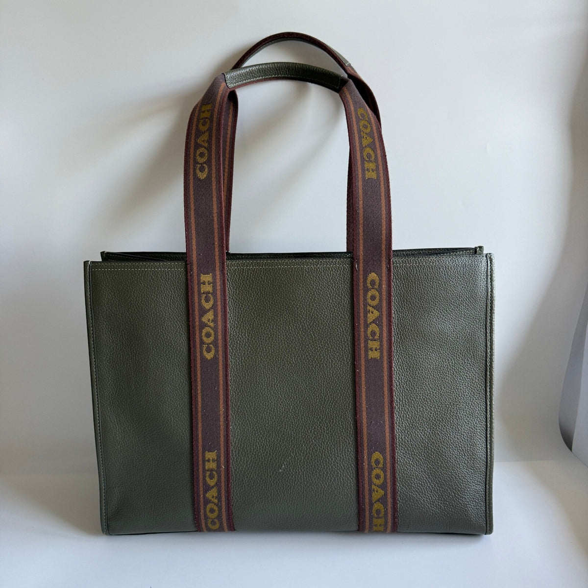 Coach Smith Olive Drab Green Pebble Leather Large Tote Bag CM716