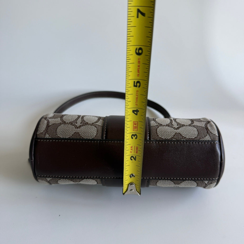 Coach Nolita Barrel Bag Oak Maple Signature Jacquard CU989 Small Shoulder Bag