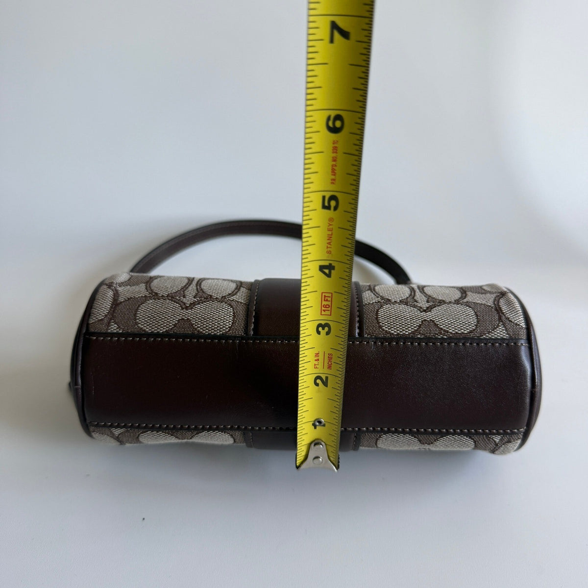 Coach Nolita Barrel Bag Oak Maple Signature Jacquard CU989 Small Shoulder Bag