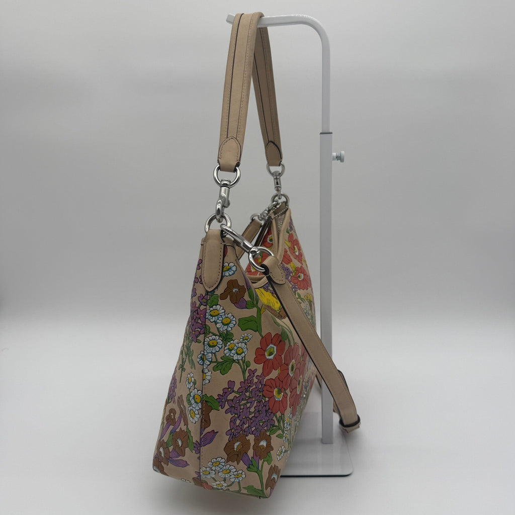 Coach Laurel Shoulder Bag Ivory Multi Pebble Leather Garden Floral Print CT222