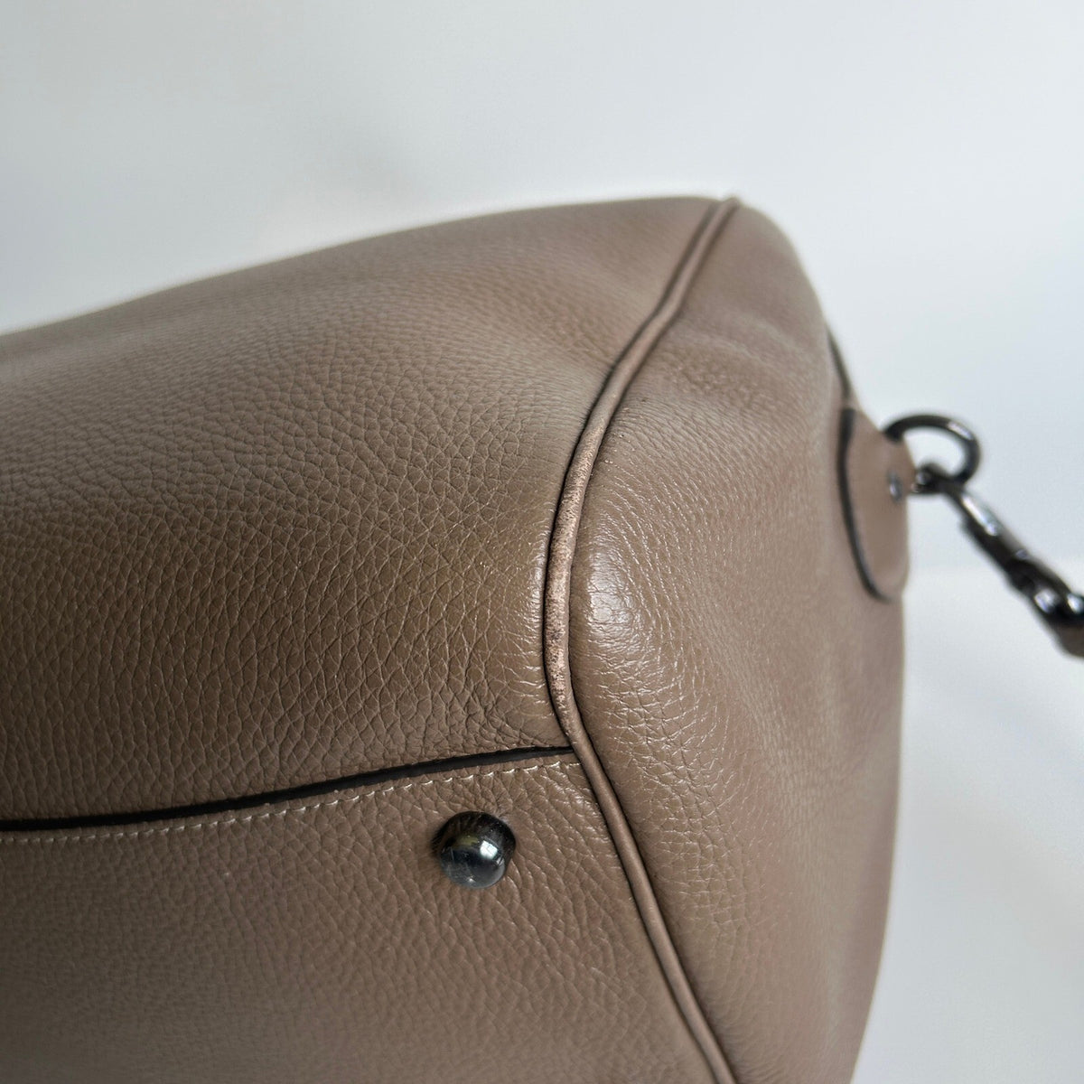 Coach Large Rowan Satchel Dark Stone Pebble Leather Bag CV960
