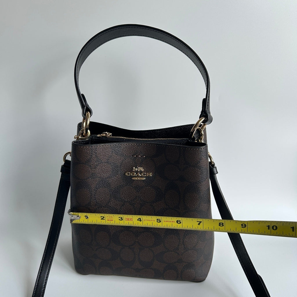 Coach Small Town Bucket Bag Brown Black Signature Canvas Crossbody 2312
