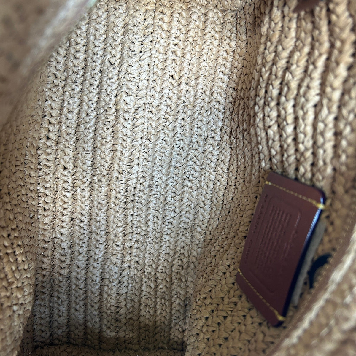 Coach Cargo Tote 26 Straw Natural Tan Crossbody Handbag CAM62