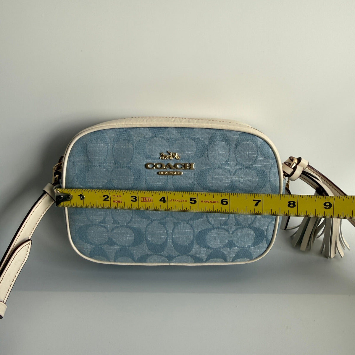 Coach Mini Jamie Camera Bag Denim Chambray Leather Crossbody CA732