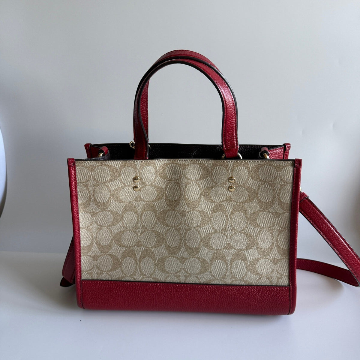 Coach Dempsey Carryall Khaki Red Signature Canvas Tote C2181 Lunar New Year Ox