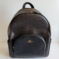 Coach Large Court Backpack Brown Black Signature Canvas Leather CZ175