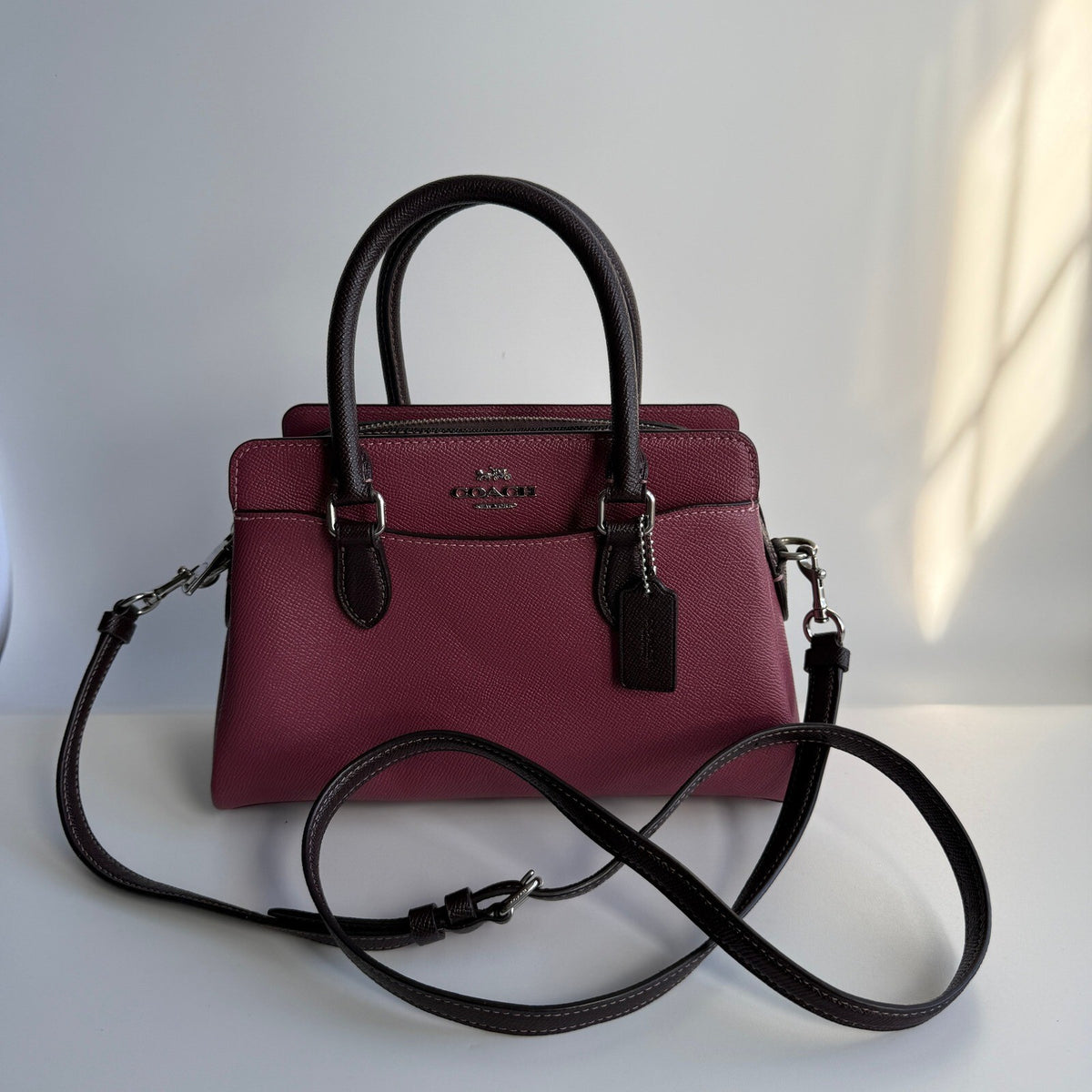 Coach Mini Darcie Carryall Light Raspberry Leather Bag CH173 Satchel Crossbody