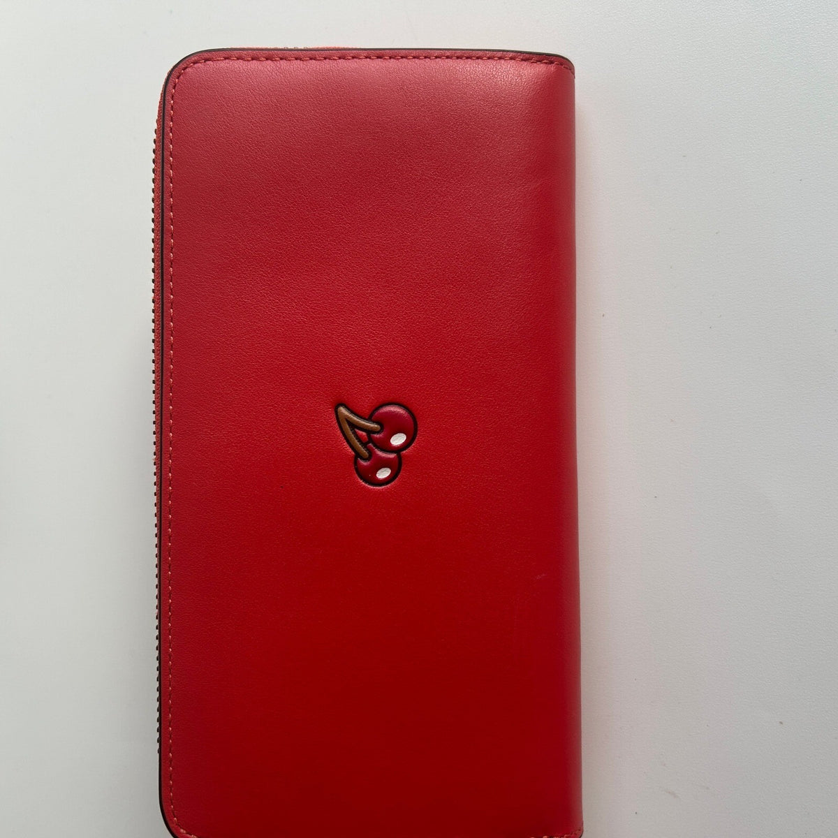 Coach PAC MAN Accordion ZIP Watermelon Leather Wallet F55736
