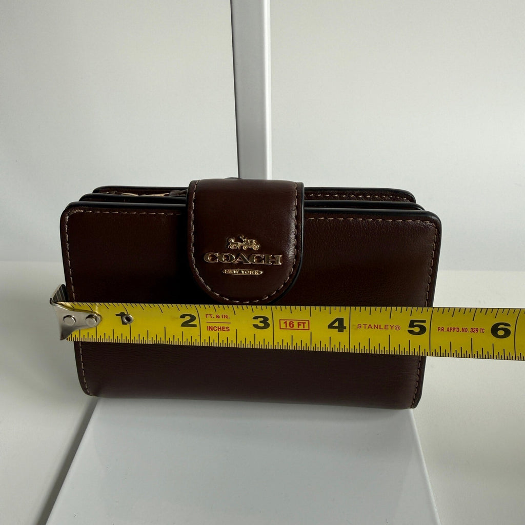 Coach Medium Corner Zip Bifold Wallet Maple Brown Leather CR791