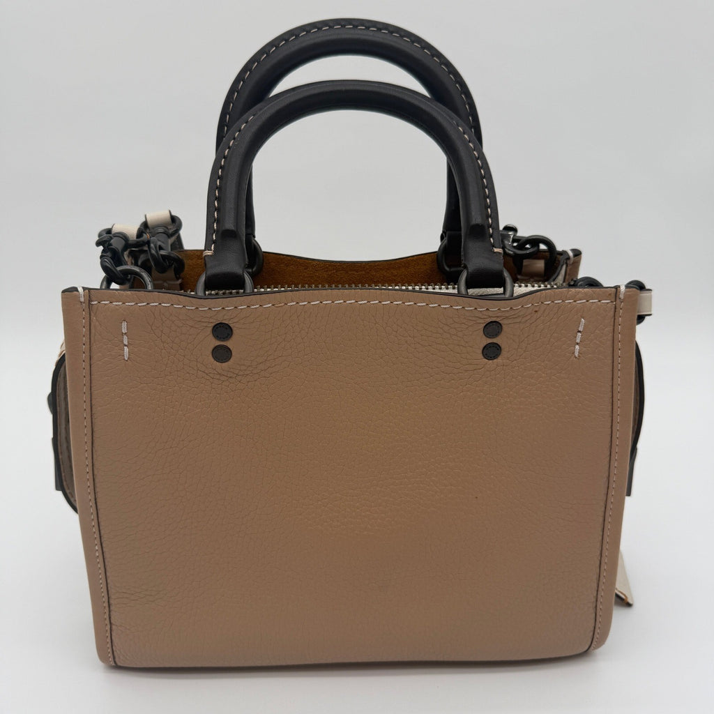 Coach Rogue 25 Beechwood Colorblock Pebbled Leather Satchel Bag 54536