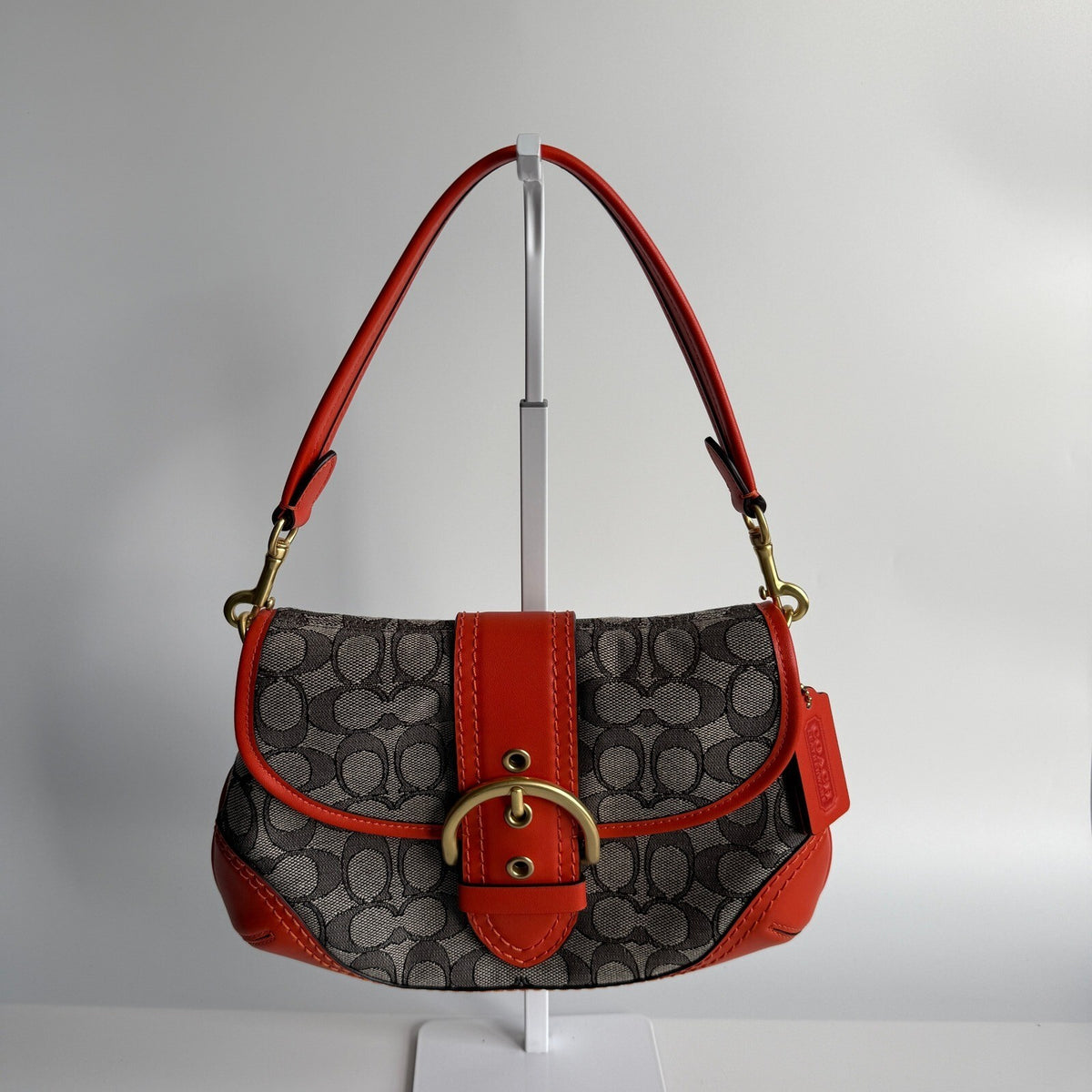 Coach Soho Flap Grey Orange Signature Jacquard Shoulder Bag CJ814
