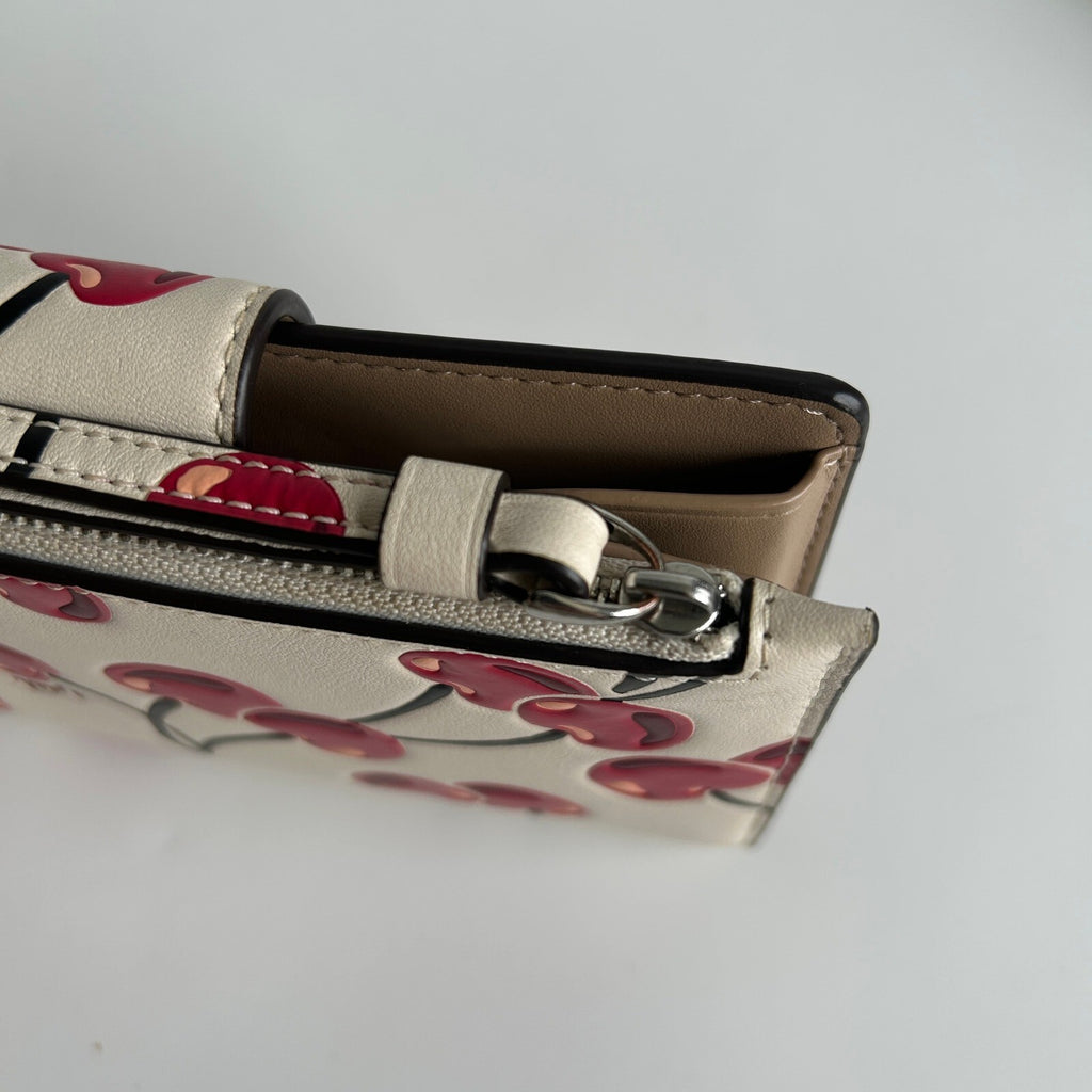 Coach Phone Wallet Cherry Print Chalk Multi Leather Wristlet CZ331