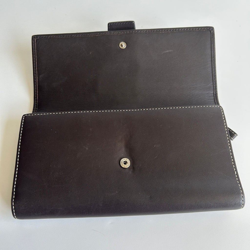 Coach Soho Brown Leather Buckle Slim Wallet Vintage Organizer