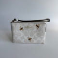Coach Corner Zip Wristlet Glacier White Signature Canvas Bee Print C8674