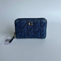 Coach Zippy Coin Case Deep Blue Quilted Denim Wallet CA033