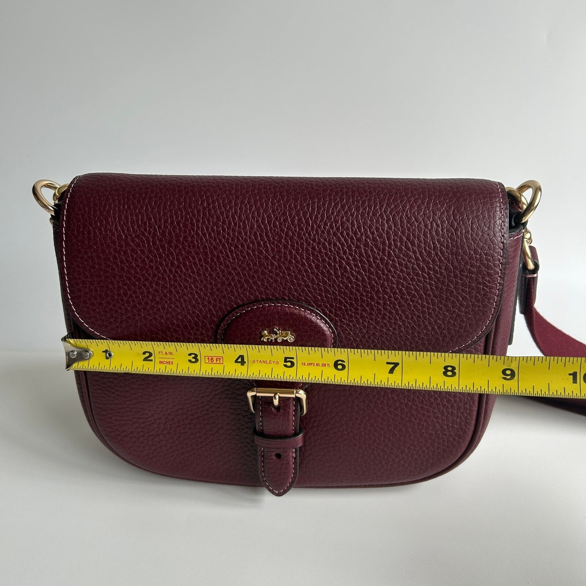 Coach Amelia Saddle Bag Merlot Red Pebbled Leather Crossbody Handbag CP107