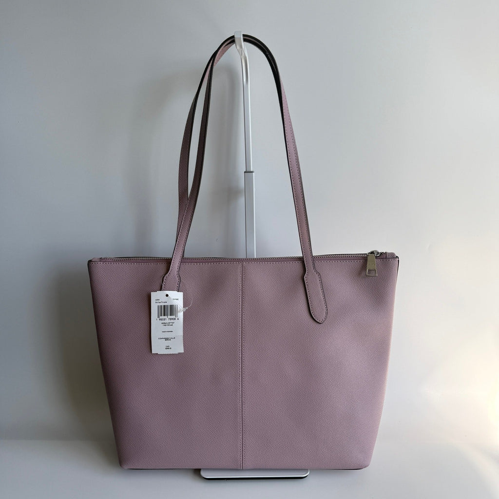 Coach Zip Top Ice Purple Crossgrain Leather Tote Bag 4454