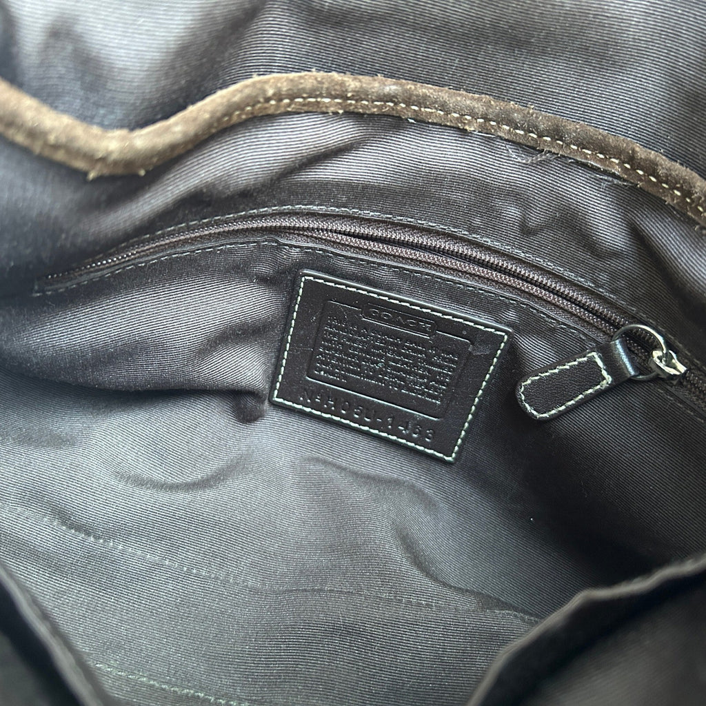 Coach Soho Brown Signature Canvas Suede Flap Bag F10925