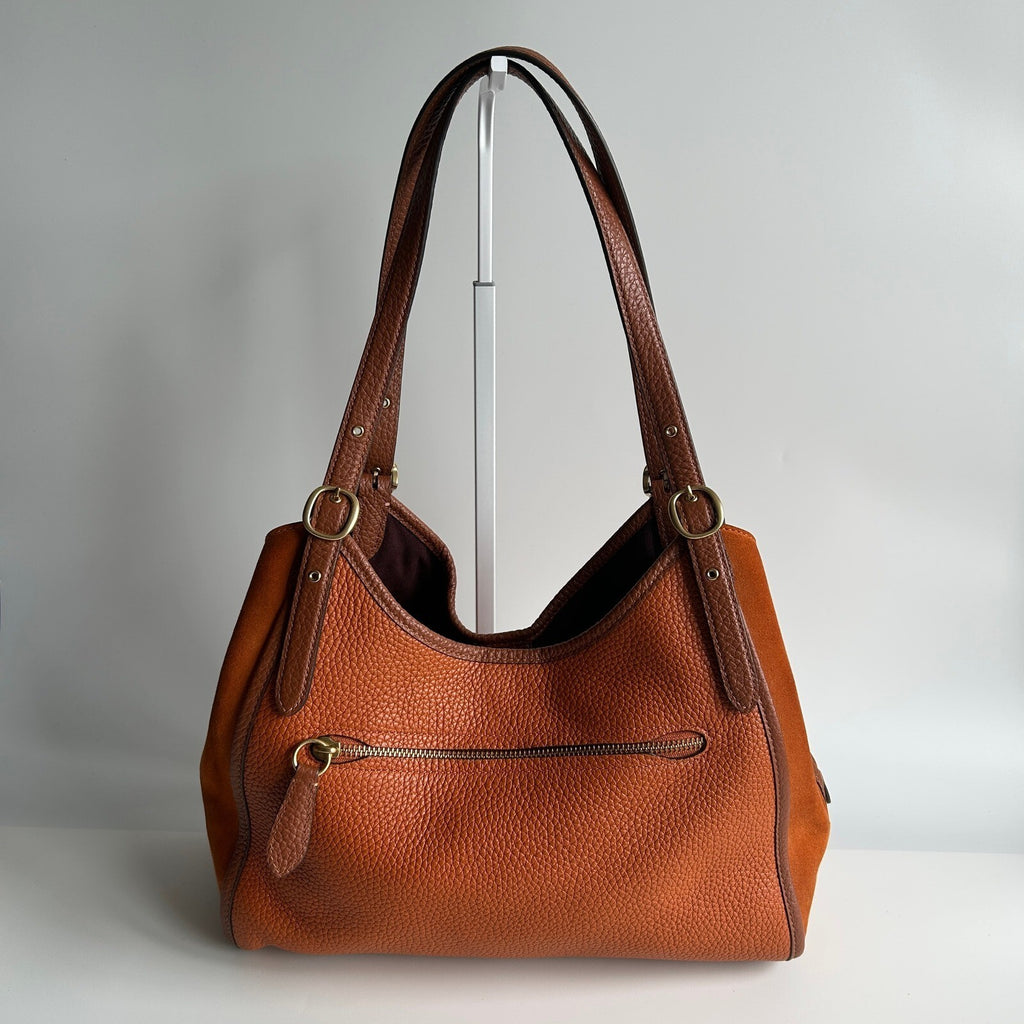 Coach Lori Shoulder Bag Canyon Burnt Orange Mixed Leather Suede C5265