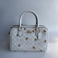 Coach Rowan Satchel Chalk Glacier White Signature Canvas CH516 Bee Print Bag