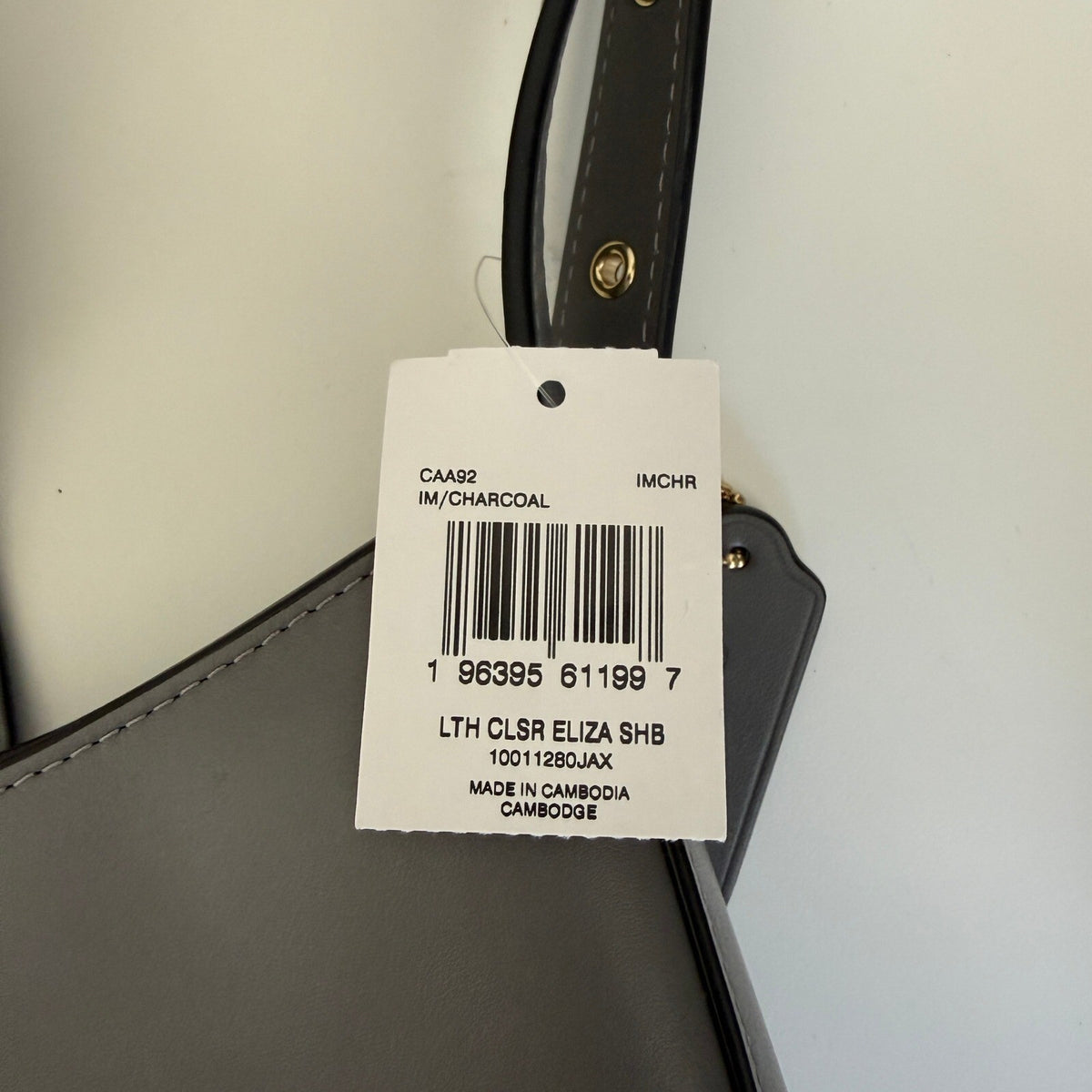 Coach Eliza Shoulder Bag Charcoal Grey Leather CAA92 Small Handbag Purse