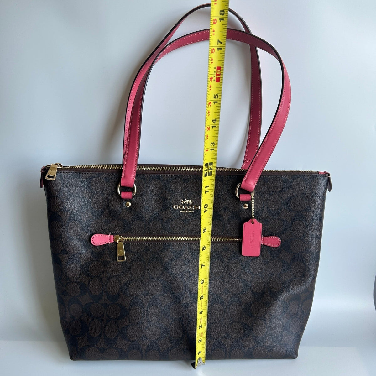 Coach Gallery Tote Brown Red Signature Canvas Shoulder Bag CH504