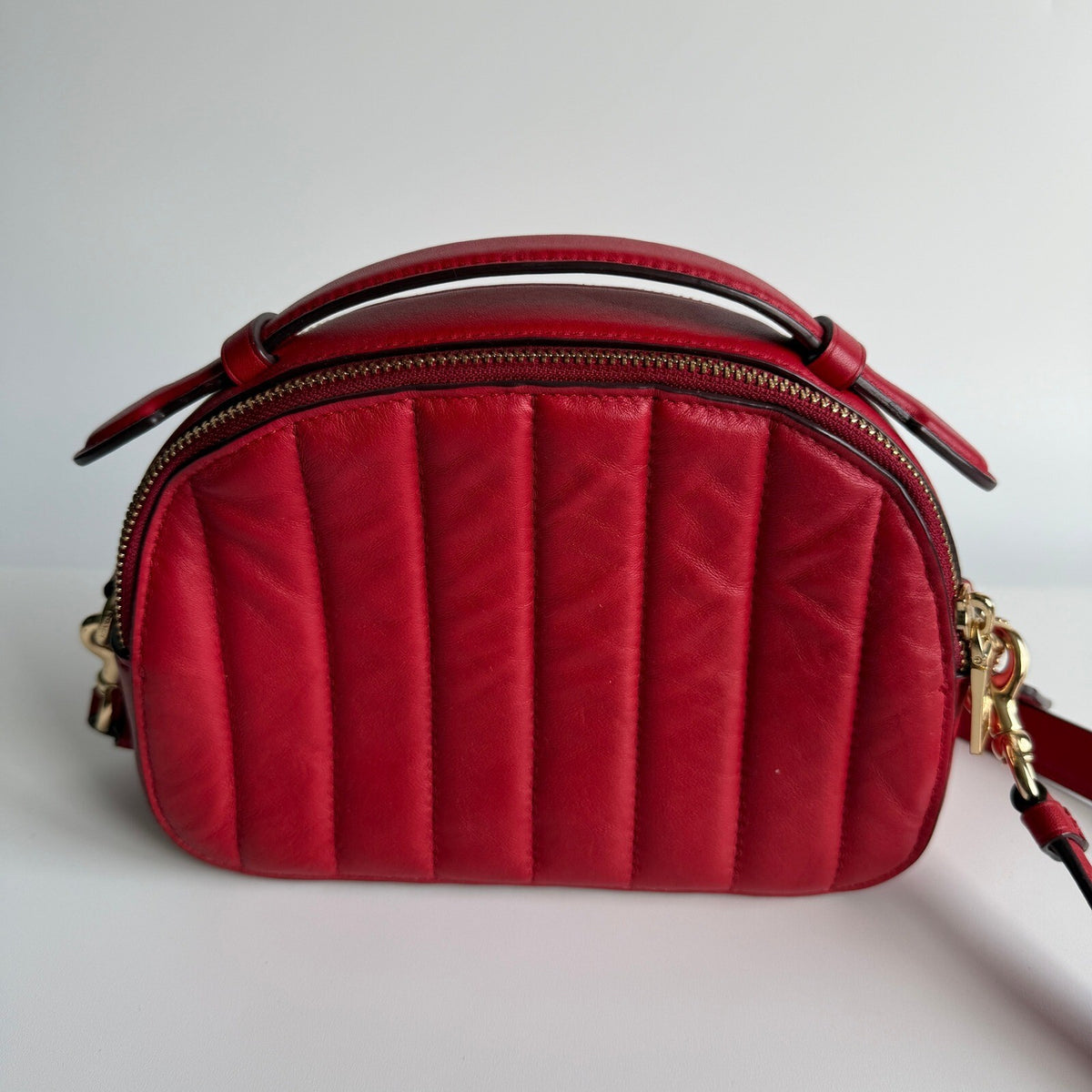 Coach Serena Electric Red Quilted Leather Crossbody Satchel C7259