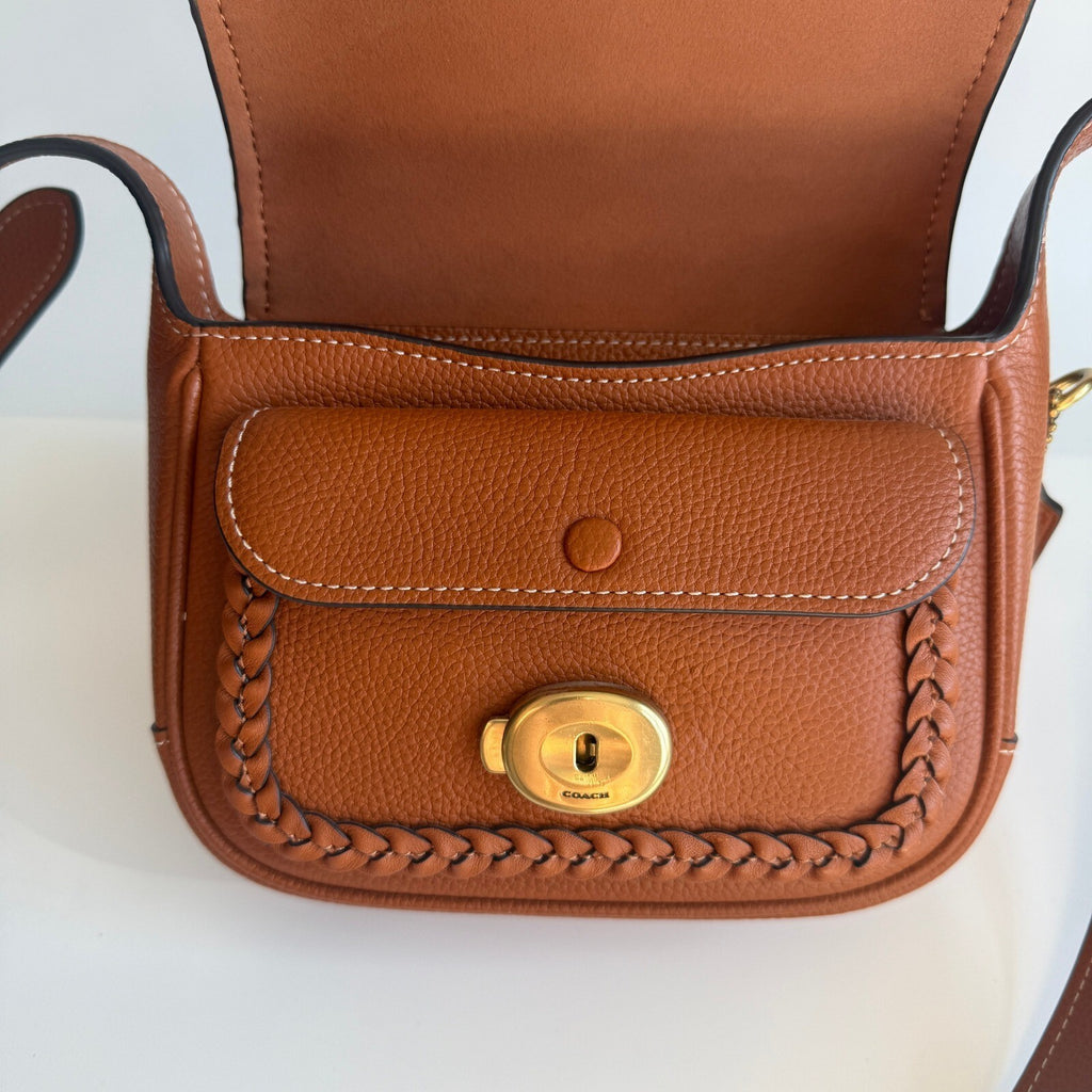 Coach Tabby Messenger 19 Burnished Amber Leather Braided Trim Bag CJ837