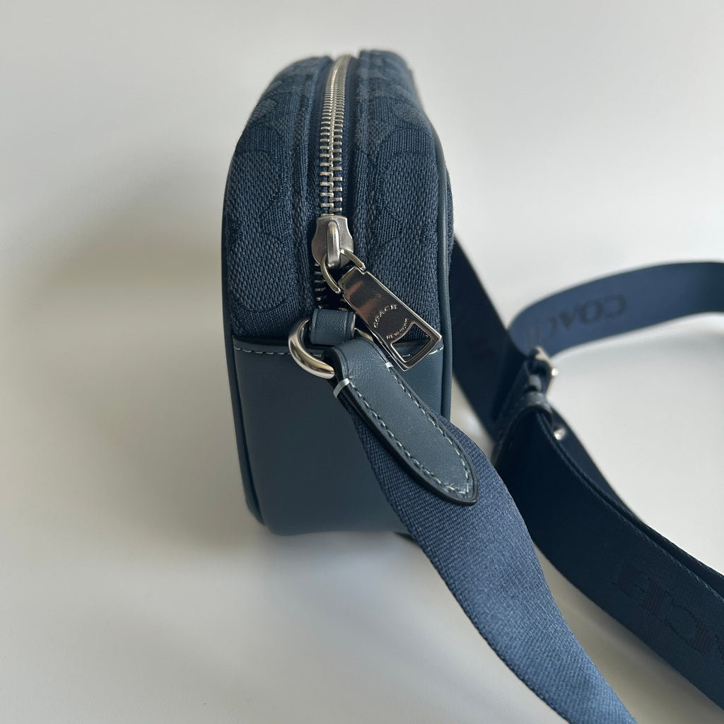 Coach Mini Jamie Camera Bag Blue Signature Jacquard Crossbody CT861