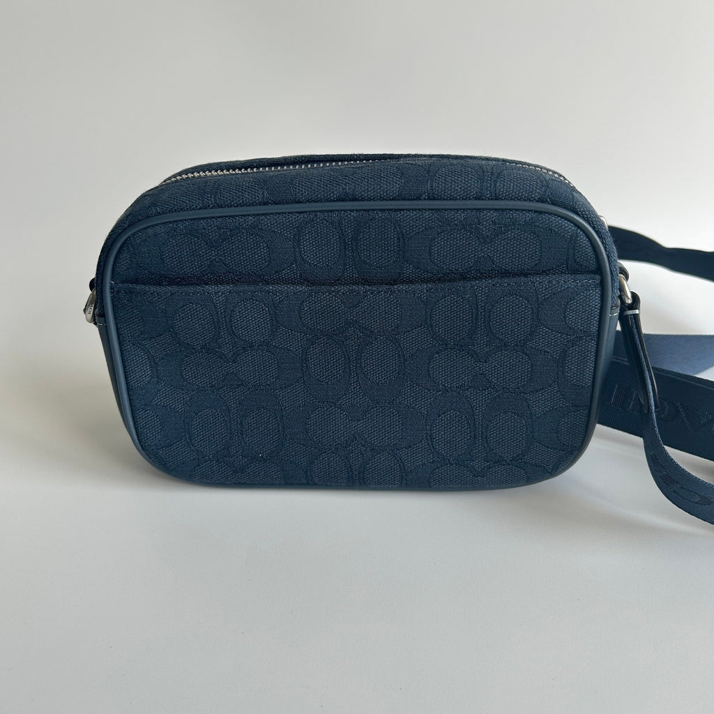Coach Mini Jamie Camera Bag Blue Signature Jacquard Crossbody CT861