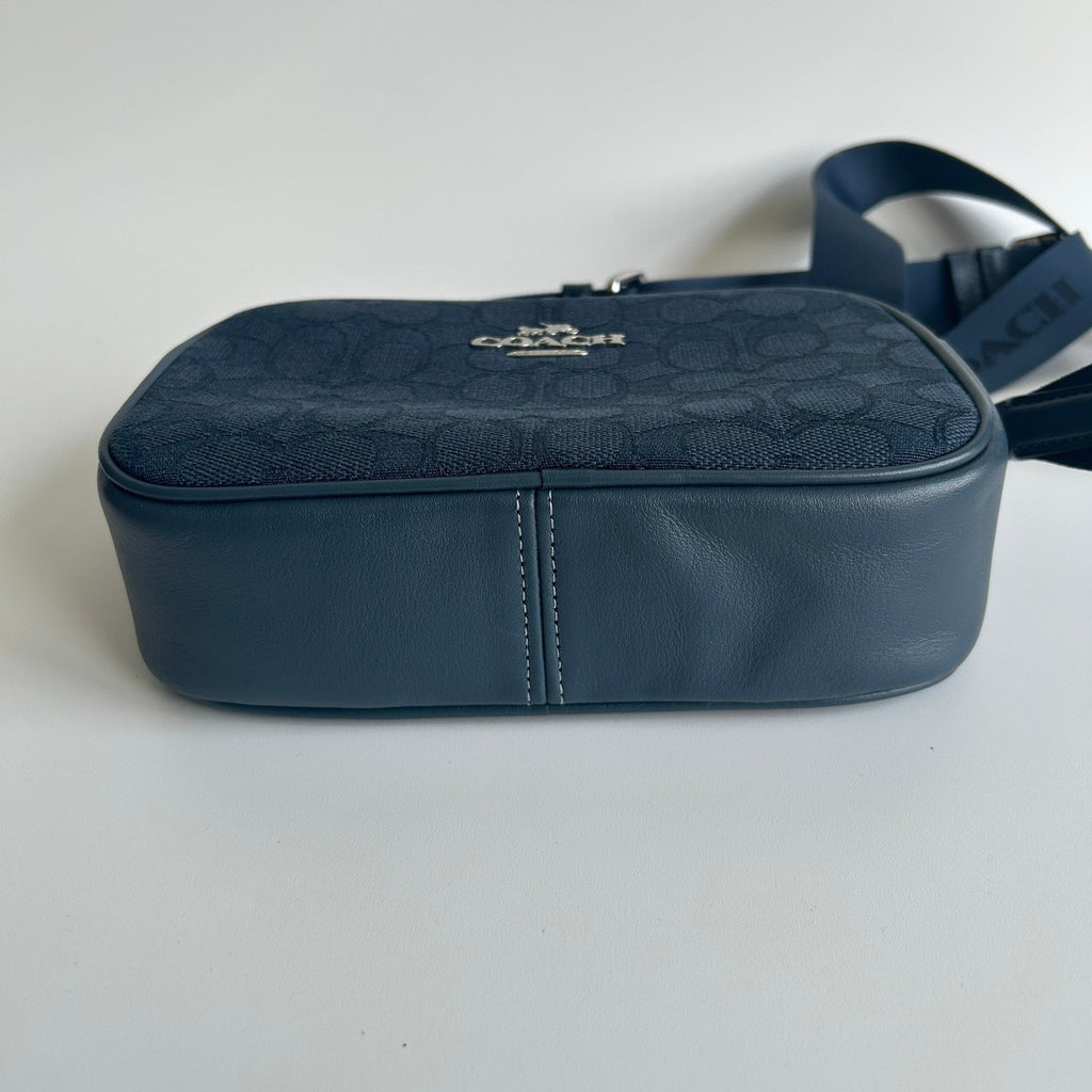 Coach Mini Jamie Camera Bag Blue Signature Jacquard Crossbody CT861