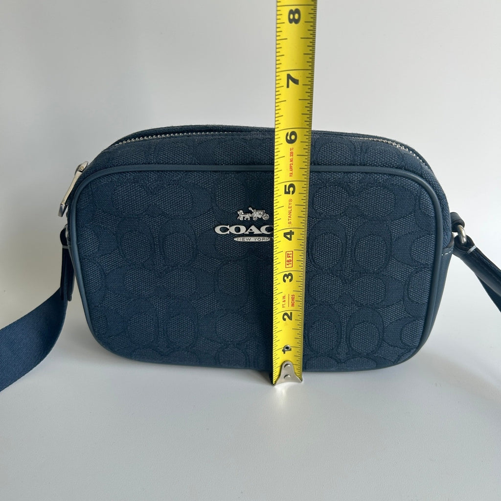 Coach Mini Jamie Camera Bag Blue Signature Jacquard Crossbody CT861