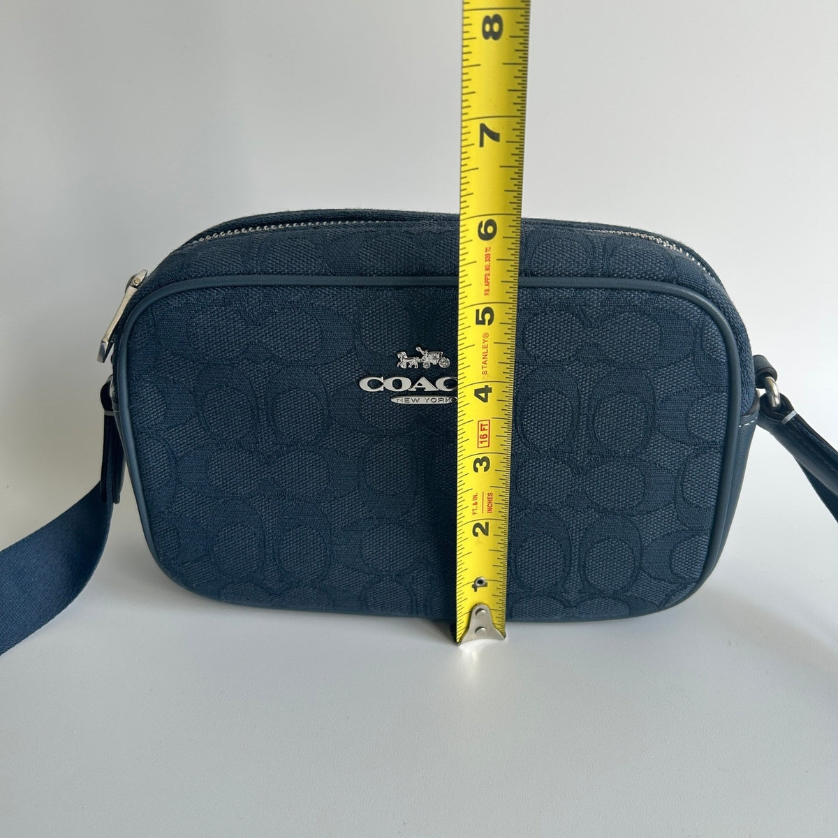Coach Mini Jamie Camera Bag Blue Signature Jacquard Crossbody CT861