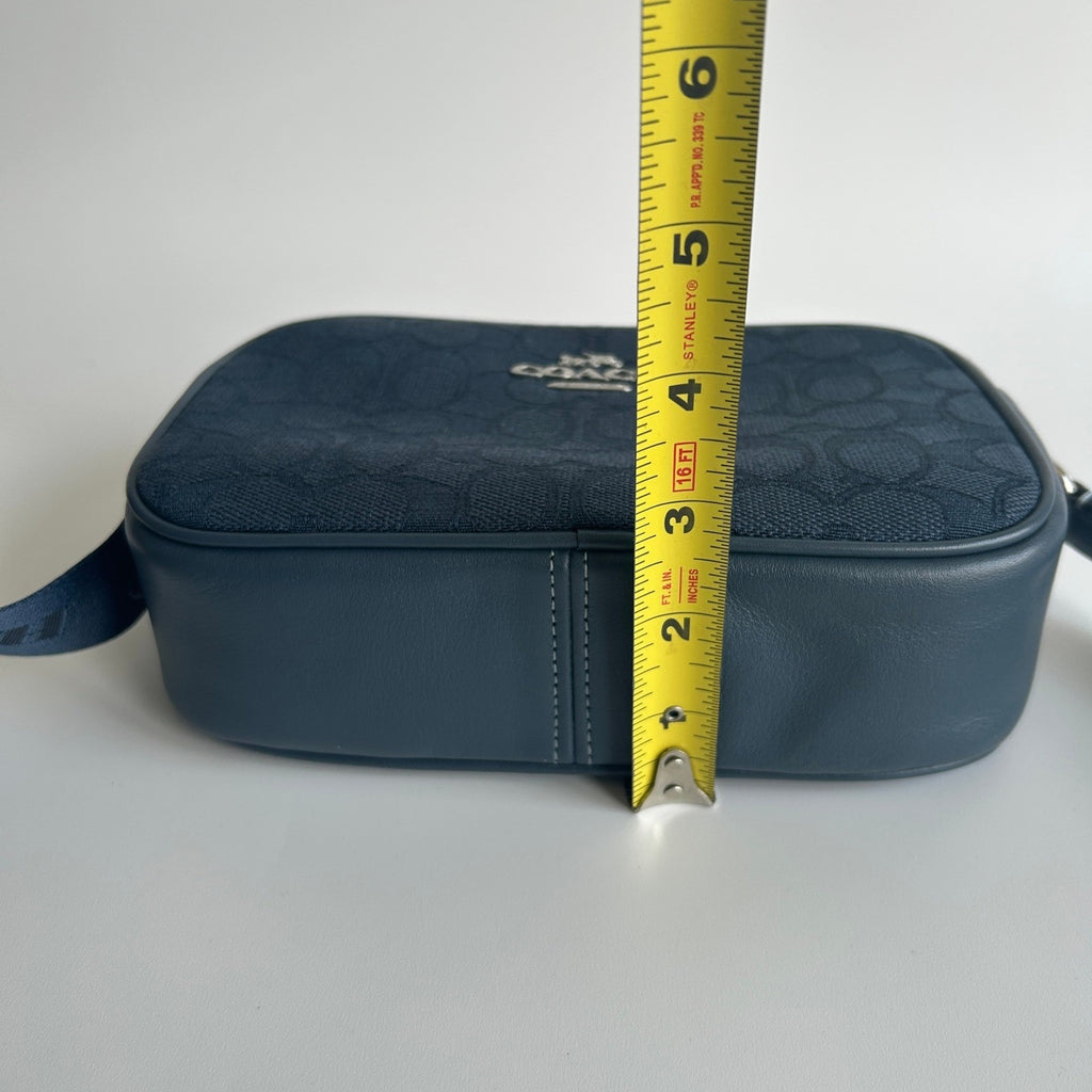 Coach Mini Jamie Camera Bag Blue Signature Jacquard Crossbody CT861