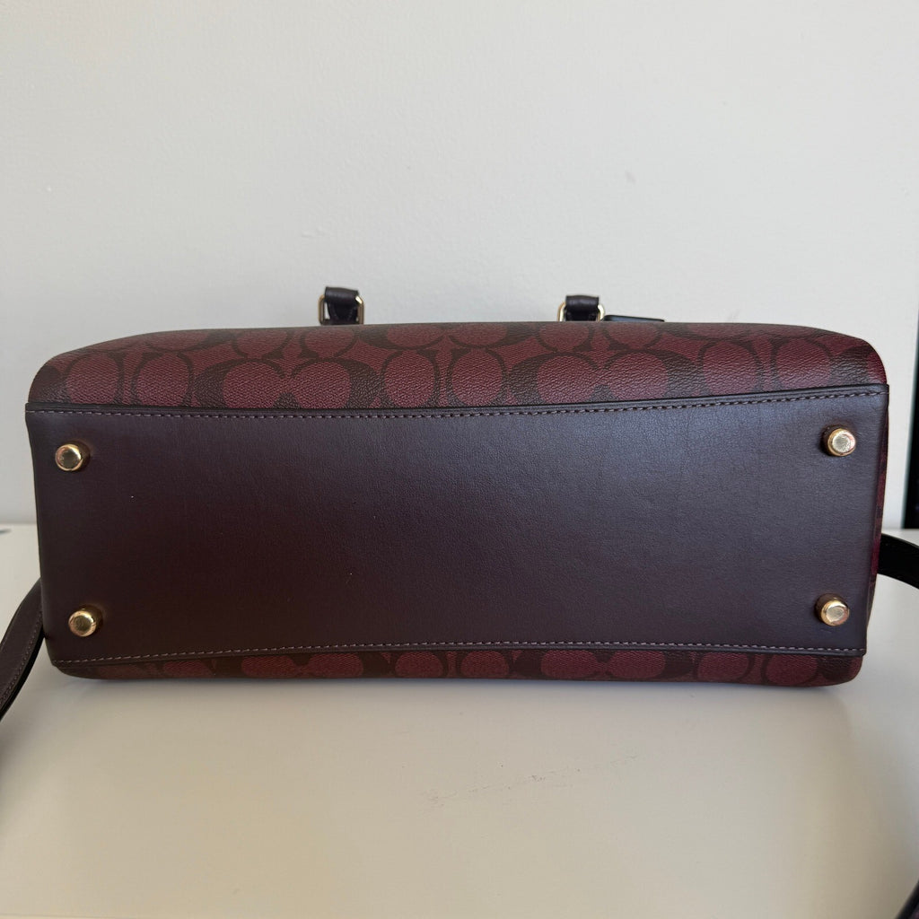 Coach Darcie Carryall Oxblood Burgundy Black Signature Canvas Bag CH488