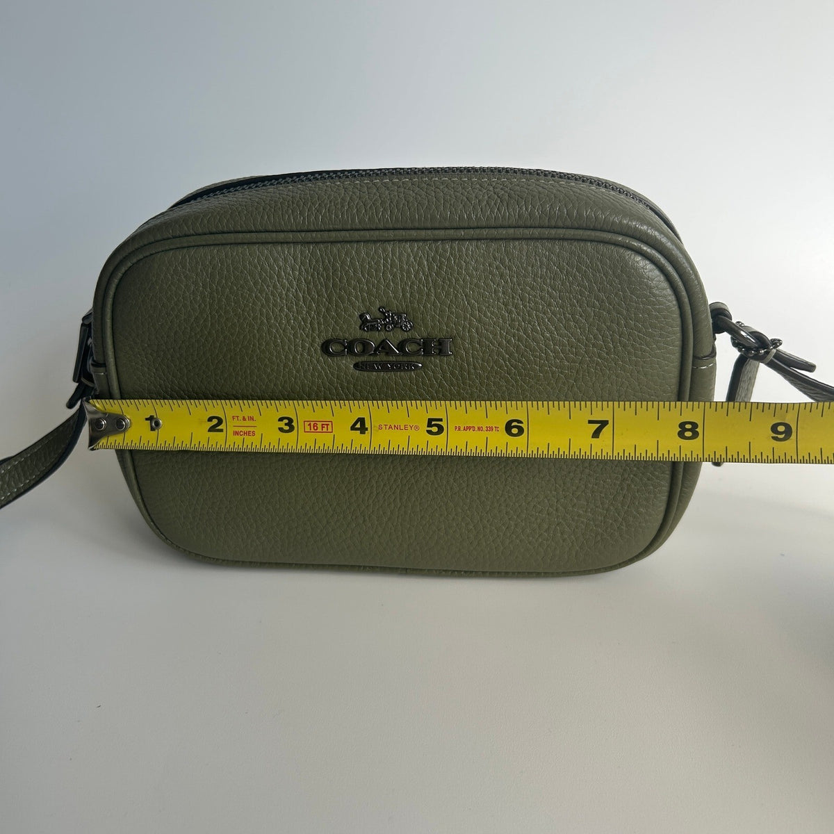 Coach Mini Jamie Camera Bag Olive Green Pebbled Leather Crossbody CQ875