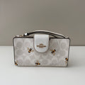 Coach Tech Wallet Chalk Glacier White Signature Canvas Bee Print C8676