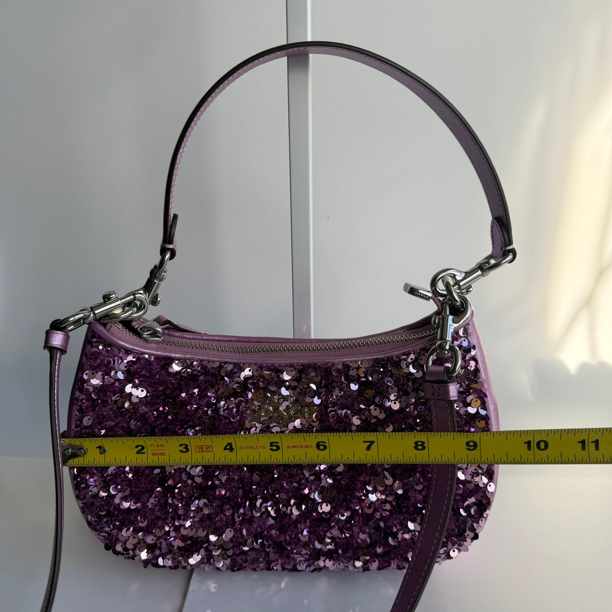 Coach Teri Shoulder Bag Lilac Purple Sequins CQ556 Crossbody Evening Purse