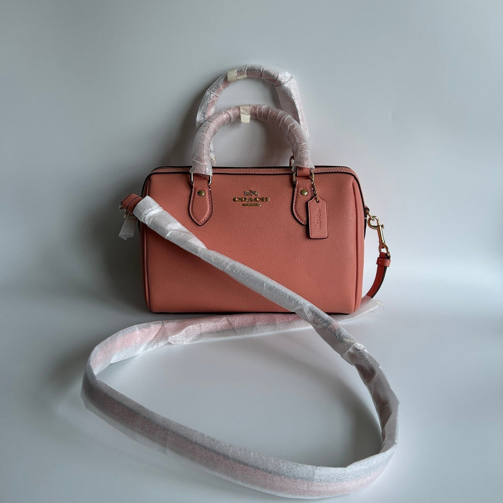 Coach Rowan Satchel Light Coral Crossgrain Leather Bag CH282