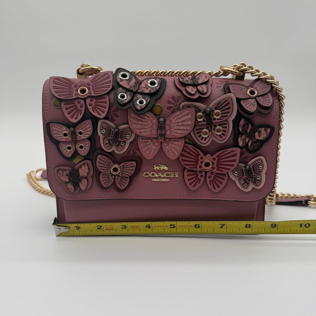 Coach Klare Crossbody Mauve Pink Butterfly Applique Leather 1425 Shoulder Bag