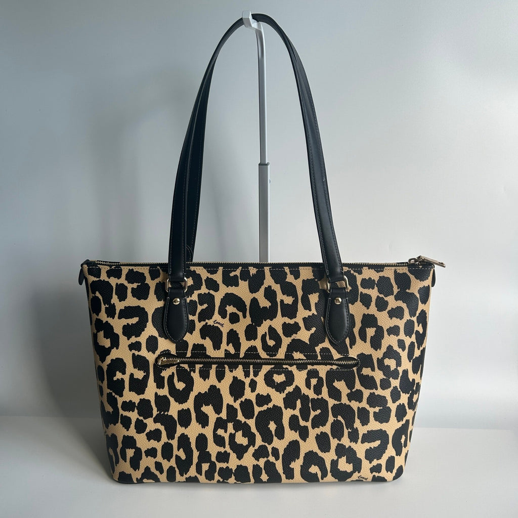Coach Gallery Tote Leopard Print Multi Coated Canvas Bag CY347
