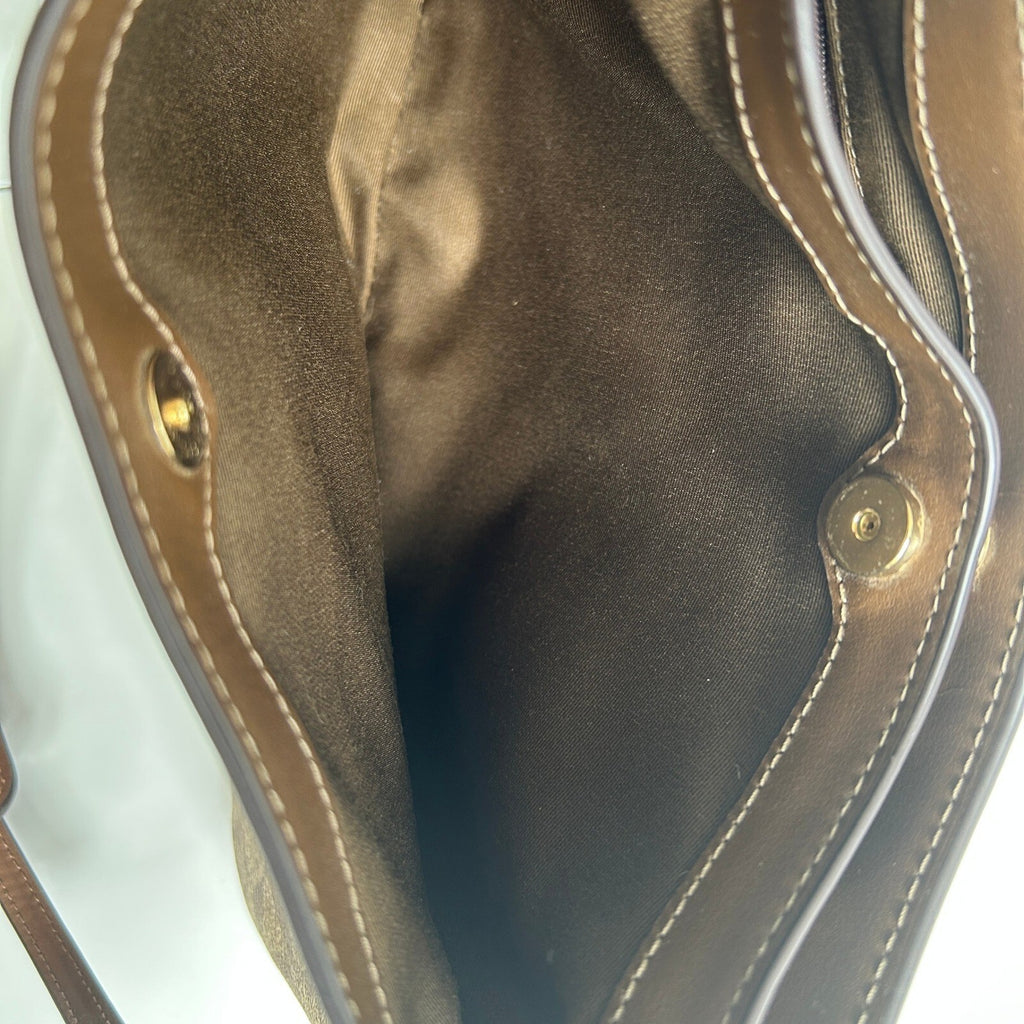 Coach Penelope Shoulder Bag Khaki Saddle Brown Signature Canvas CO953