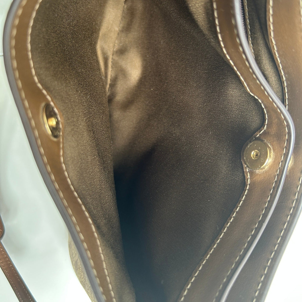 Coach Penelope Shoulder Bag Khaki Saddle Brown Signature Canvas CO953